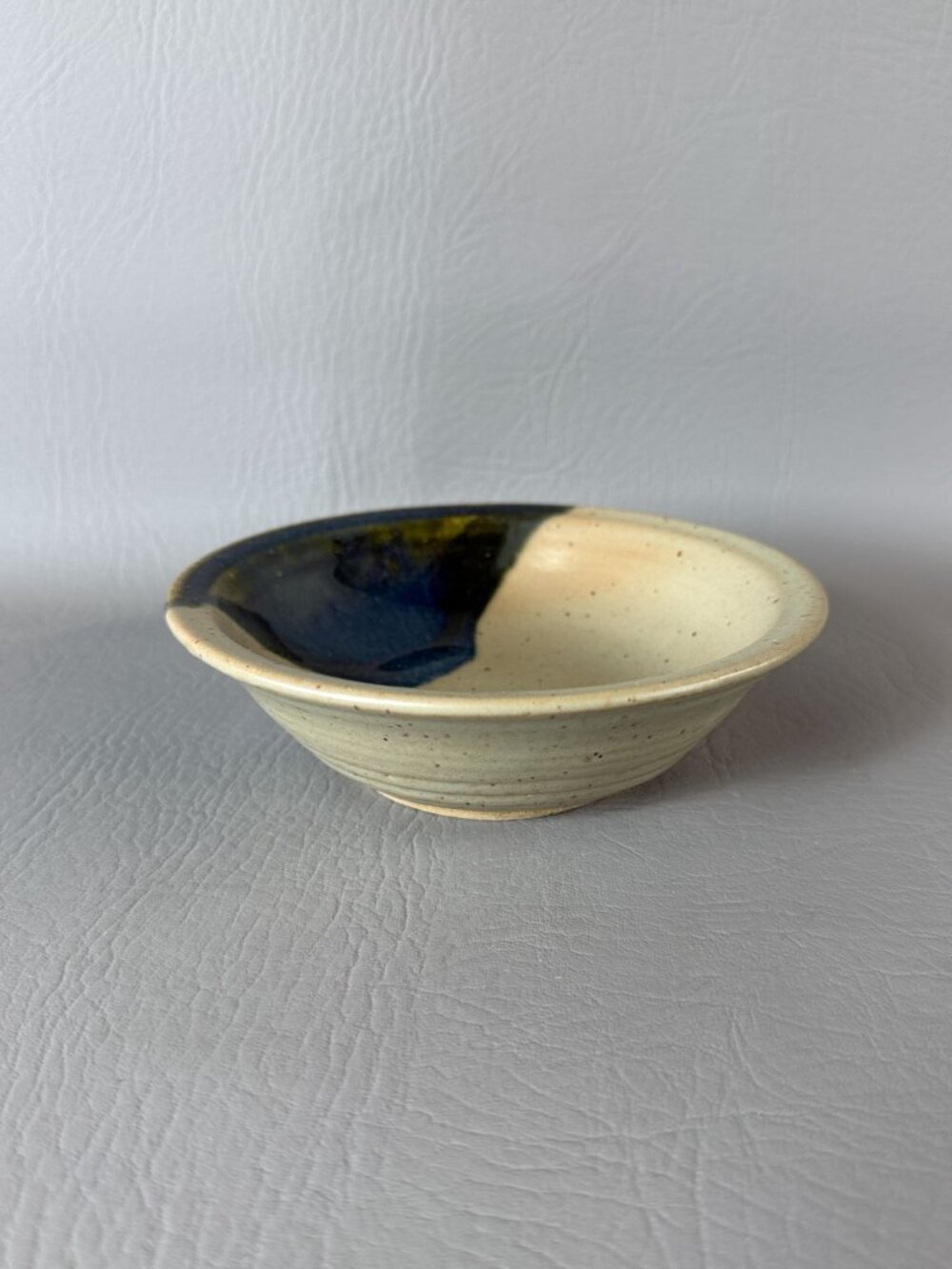 Handcrafted Studio Art Pottery Bowl JAC Signed Mount Fuji Blue Dip Stoneware 6" - Picture 3 of 10